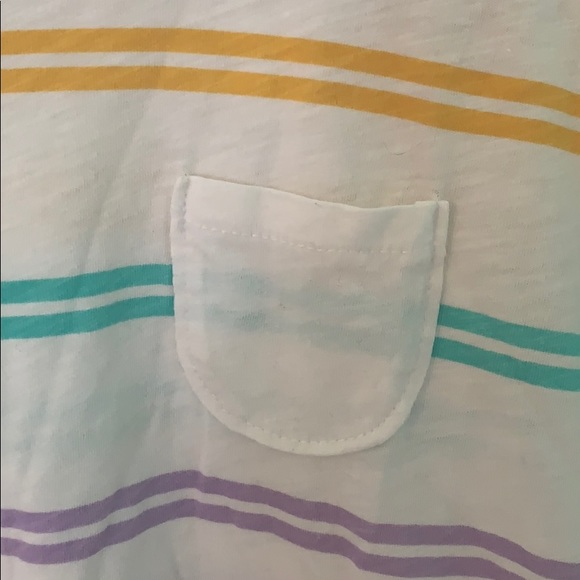 Girls Rainbow striped tee with pocket - Picture 2 of 3